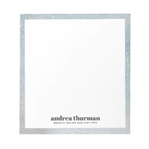 Minimalist Blue glass pearly iridescent border Notepad