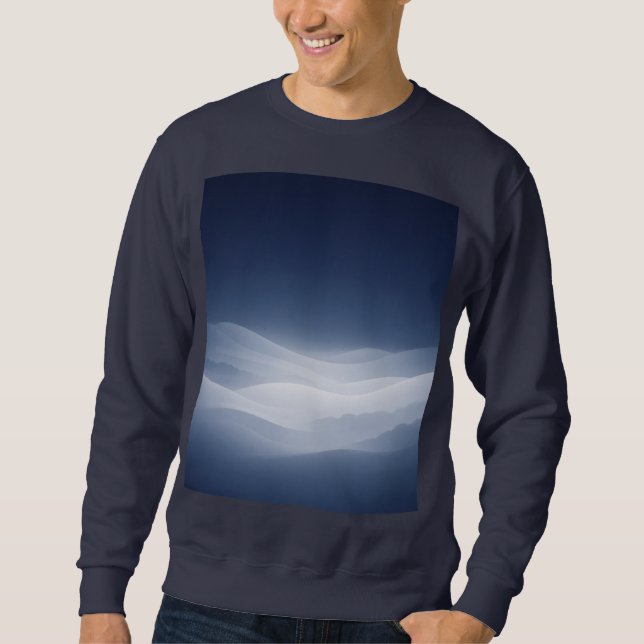 Minimalist Blue Gradient Landscape Graphic Men’s  Sweatshirt (Front)