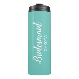 Minimalist Blue Green Bridesmaid Name Thermal Tumbler