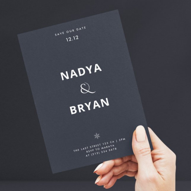 Minimalist Blue Grey QR Code Winter Wedding Invitation (Creator Uploaded)