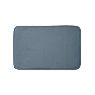 Minimalist blue grey solid plain elegant chic bath mat