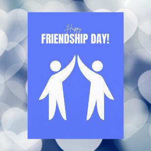 Minimalist Blue High-Five Happy Friendship Day Postcard