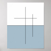 Minimalist Blue Horizon Line Art