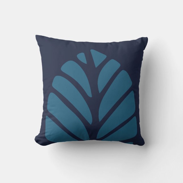 Minimalist Blue Leaf  Cushion (Front)