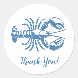 Minimalist Blue Lobster Coastal Thank You Classic Round Sticker