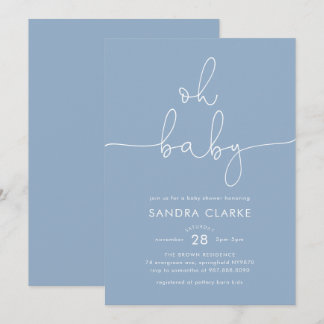 Minimalist Blue Modern Baby Shower Invitation
