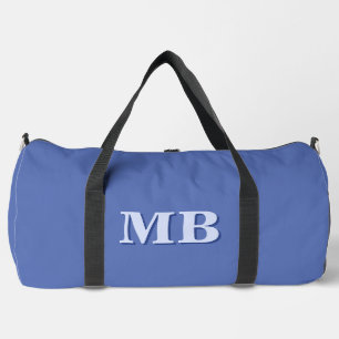 Minimalist Blue Modern Initial Monogram Duffle Bag
