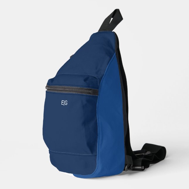 Minimalist Blue Monogram Sling Bag (Right Corner)