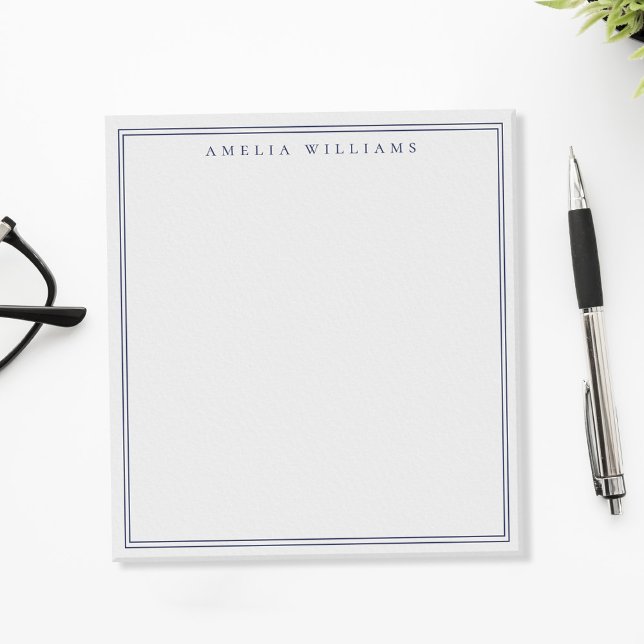 Minimalist Blue Monogram Two Border Notepad (Creator Uploaded)