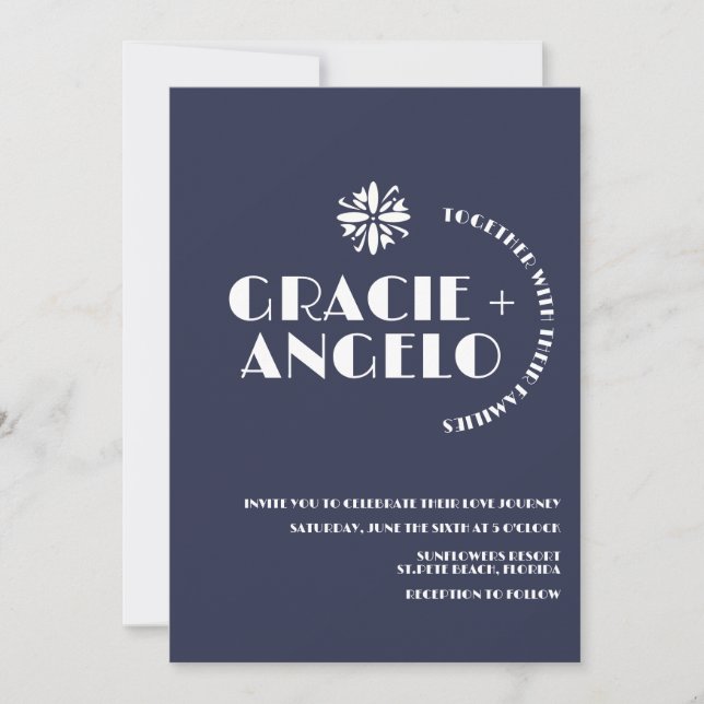 Minimalist Blue Navy Muted Tones Wedding  Invitation (Front)