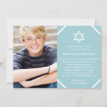 Minimalist Blue Photo Bar Mitzvah Invitation<br><div class="desc">This minimalist photo Bar Mitzvah invitation features a white Star of David,  blue background,  and space for a photo. The text can be changed to suit a Bat Mitzvah instead.</div>