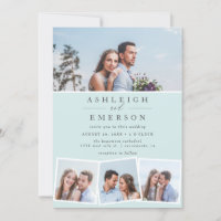 Minimalist Blue Photo Collage Wedding