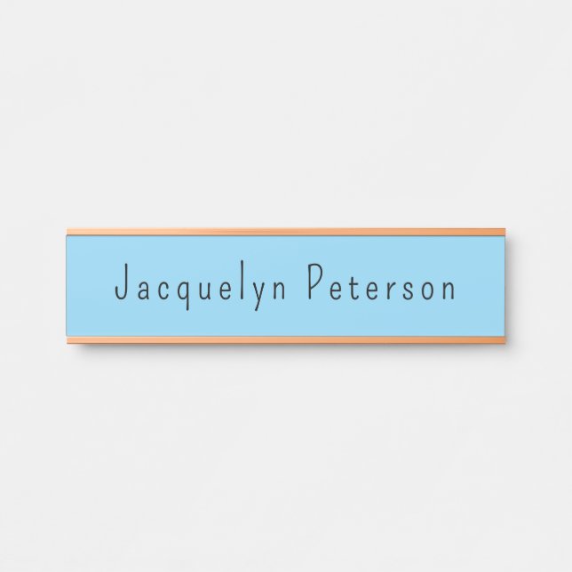 Minimalist Blue Plain Elegant Modern Name Door Sign (Front)