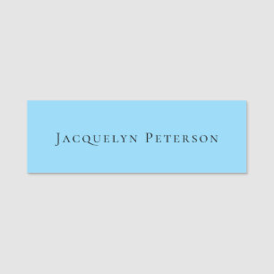 Minimalist Blue Plain Elegant Modern  Name Tag