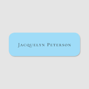 Minimalist Blue Plain Elegant Modern  Name Tag