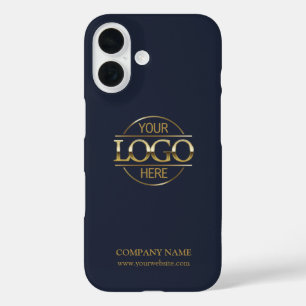 Minimalist Blue Promotional Company Business Logo iPhone 16 Case