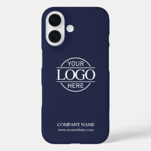 Minimalist Blue Promotional Company Business Logo iPhone 16 Case