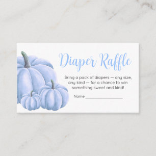Minimalist Blue Pumpkin Fall Baby Diaper Raffle Enclosure Card
