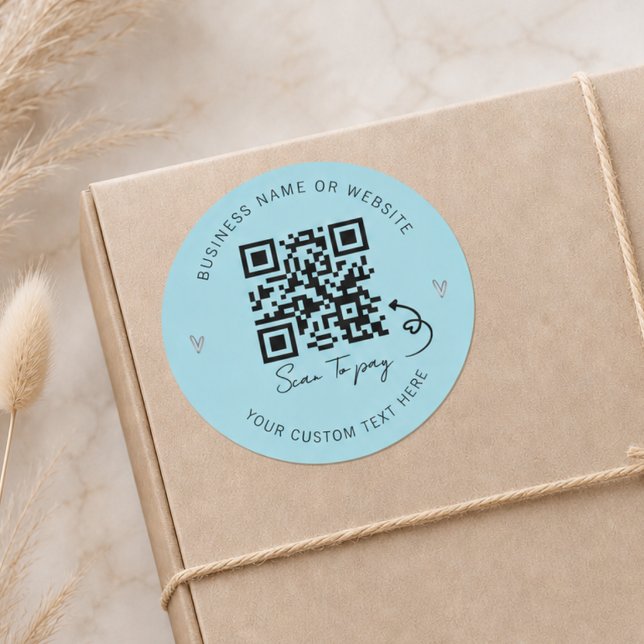 Minimalist Blue QR Code Scan to Pay Business Classic Round Sticker (Creator Uploaded)