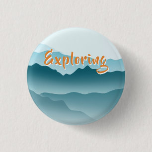 Minimalist Blue Rolling Mountains Nature Lovers 3 Cm Round Badge