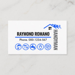 Minimalist Blue Roof Line Business Card