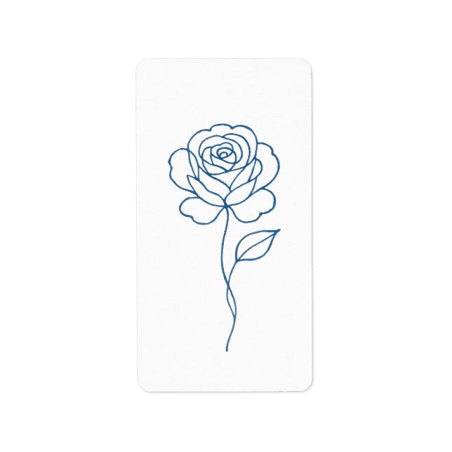 Minimalist Blue Rose Line Art Poster  Label (Front)