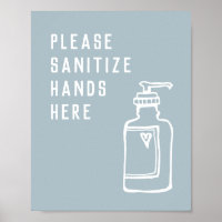 Minimalist Blue Sanitise Hands Here