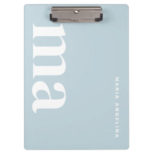 Minimalist Blue School Monogram  Clipboard