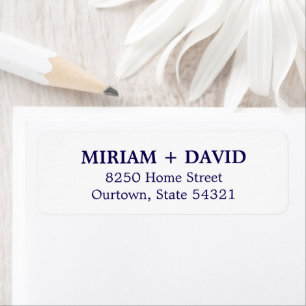 Minimalist Blue Serif Name + Return Address