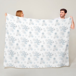 Minimalist Blue Silver Grey Winter Wonderland Fleece Blanket