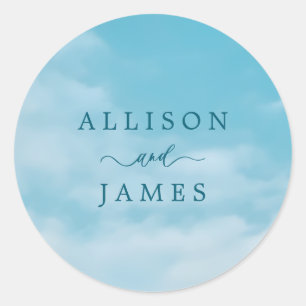 Minimalist Blue Sky Just Love Casual Classic Round Sticker