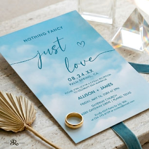 Minimalist Blue Sky Just Love Casual Invitation