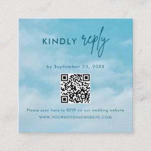 Minimalist Blue Sky Just Love Wedding RSVP Card