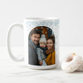 Minimalist Blue Snowflake Arched Photo Coffee Mug