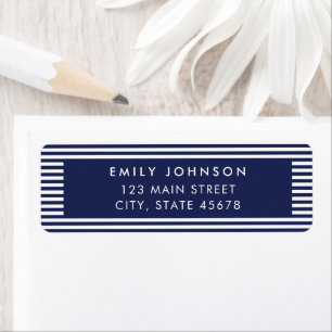 Minimalist Blue Stripes Return Address