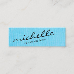 Minimalist Blue Texture with Cursive Text Mini Business Card