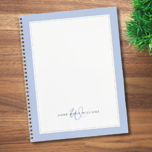 Minimalist Blue Two Border Monogram Notebook
