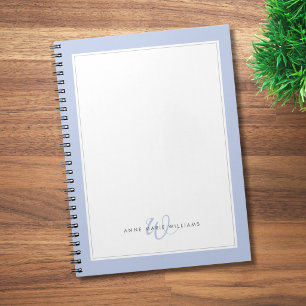 Minimalist Blue Two Border Monogram Notebook