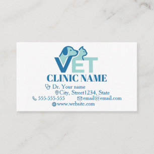Minimalist Blue Veterinary Customisable Business Card
