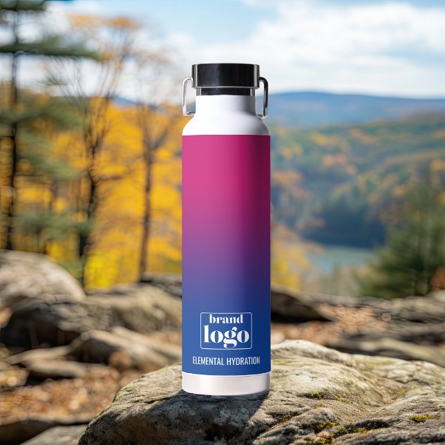 Minimalist Blue Violet Gradient Elemental Logo Water Bottle (Creator Uploaded)