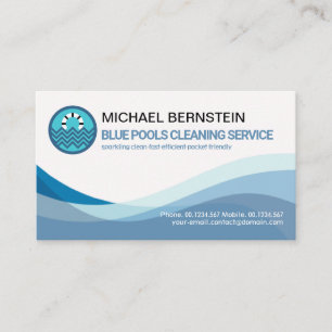 Minimalist Blue Water Waves Swimming Pool Business Card