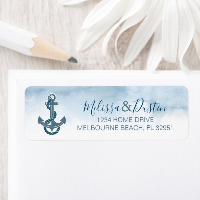 Minimalist Blue Watercolor Beach Anchor Nautical  (Insitu)