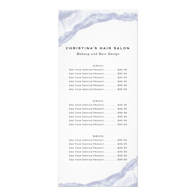 Minimalist Blue Watercolor Business Rack Card (Back)