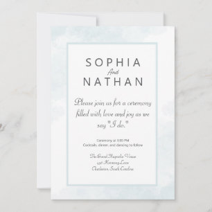 Minimalist Blue Watercolor Wedding Invitation