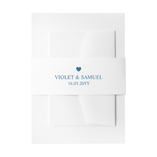 Minimalist Blue Wedding  Invitation Belly Band (Front Example)