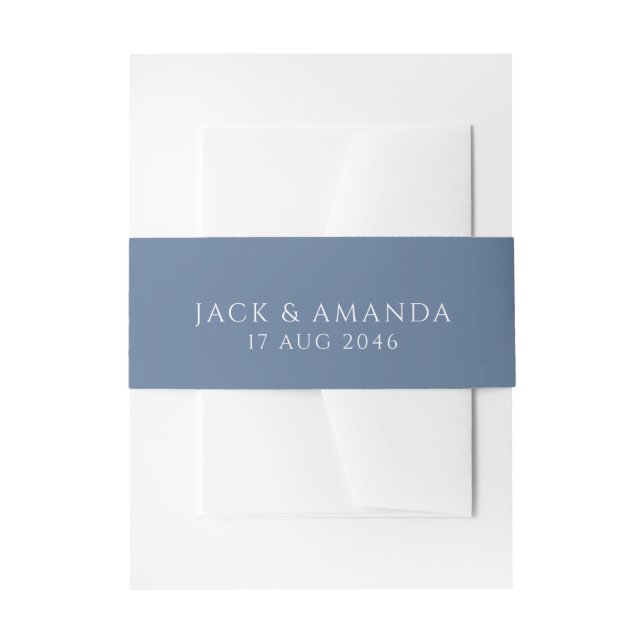 Minimalist Blue Wedding Invitation Belly Bands Invitation Belly Band (Front Example)