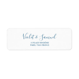 Minimalist Blue Wedding Return Address Label