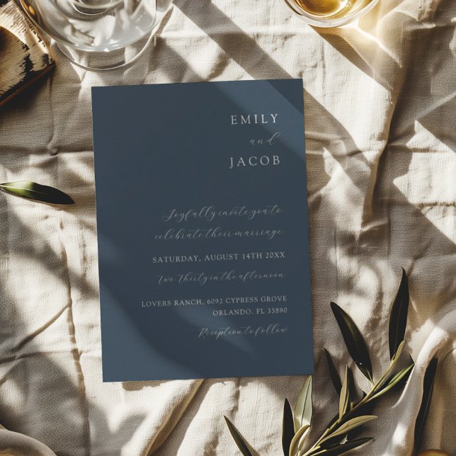 Minimalist Blue & White Classic Wedding Invitation (Creator Uploaded)