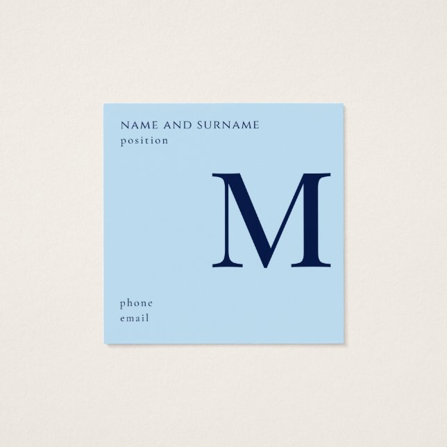 Minimalist Blue & White Custom Business Card (Back)