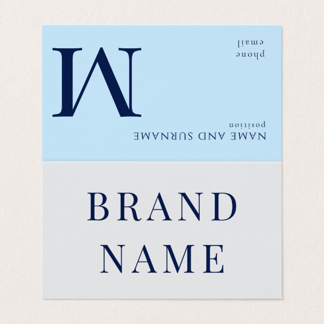 Minimalist Blue & White Custom Business Card (Outside Unfolded)